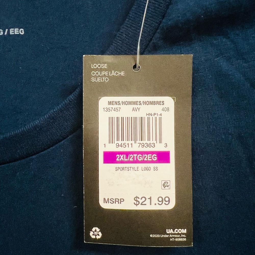 NWT Under Armour Mens Graphic Logo Tee T-Shirt Navy Blue - Picture 9 of 11